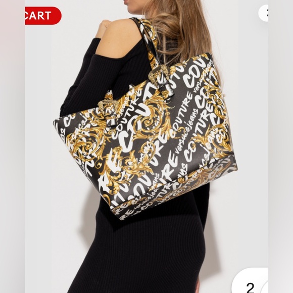 Versace Black and Gold Women's Tote Bag and Pouch - Picture 5 of 10